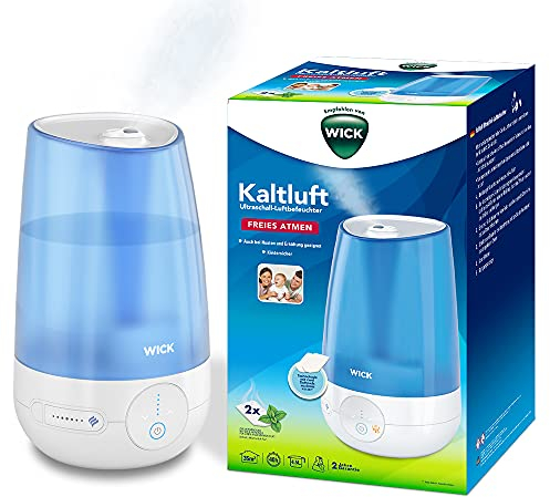 Wick Kaltluft Ultraschall-Luftbefeuchter – Digitale, einstellbare Touch-Bedienung – 4,5-l-Wassertank – für Schlafzimmern, Büros, Kinderzimmern bis 35 m² – Pads mit ätherischen Ölen inklusive – WUL565