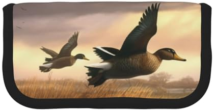ULKMFFCF Federmäppchen mit Jagd-Motiv fliegende Wildenten, bedrucktes Segeltuch, großes Fassungsvermögen, Schule, Büro, Organizer, Stifttasche, Kosmetiktasche, Schwarz , Einheitsgröße, Schulranzen