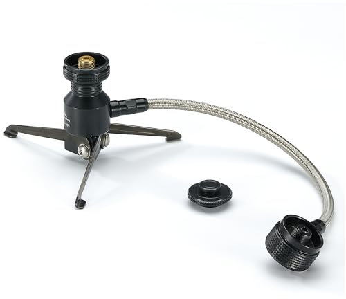 CAMPINGMOON Remote Camping Stove Hose Adapter 2 Outlets Stand Type EN417 Lindal Valve Standard Canister Black BKZ23-OD