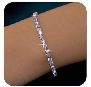 Aneneiceera Boho-Kristall-Armband-Kette Gold - Tennis CZ-Strass-Schmuck mit Kubischem Kristall für Frauen