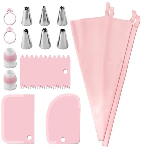 Juego de manga pastelera y boquillas, juego de puntas reutilizables para glaseado y tubos de 15 piezas | Kit de tubos para glaseado de decoración de pasteles para creaciones culinarias