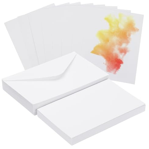 PATIKIL 30 Sets Cartes Aquarelle 100% Coton 140lb/300 GSM Cartes Postales Coins Droits Avec Enveloppes Pour Art Peinture Notes De Remerciement Creatives, 4x6 Inch