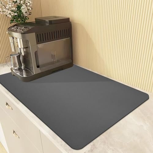 Druuzyl Tapis de Machine à Café 40x60cm - Absorbant & Antidérapant - Pour Egouttoir Vaisselle et Bar à Café - Tapis de Séchage Plat Professionnel - Lavable et Résistant