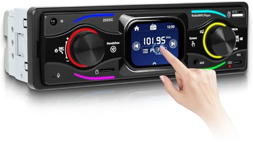 Bilradio 1 Din Bluetooth MP3-spelare med 2,17 tum TFT-skärm stereo med Bluetooth handsfree, FM-radio 7 färger/EQ/USB/TF/Aux/RCA bilradio 1 Din typ C bilradiomottagare, snabbladdning