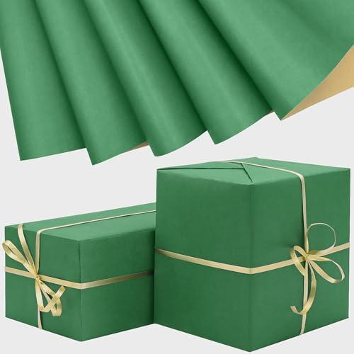 5Pcs Green Wrapping Paper,50 * 70cm Kraft Wrapping Paper for Birthday Christmas Wedding Gift Decoration