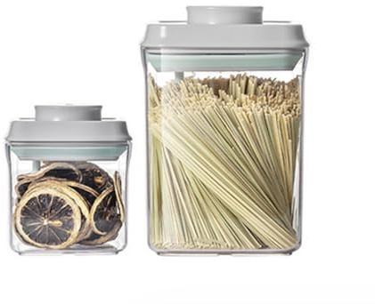 Nocsm Tarros de almacenamiento con tapa herméticos. Recipiente apilable con botón. Recipiente para cereales apilable sin BPA (1500 ml+500 ml (AS Rectangle))