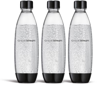 SodaStream 0,8L BPA-freie FUSE Kunststoffflasche schwarz | Spülmaschinengeeignet | Kompatibel mit DUO, E-DUO, Terra, uvm. | 3er-Pack
