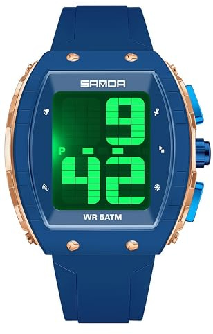 Gosasa Men’s Talking Digital Watch Large Face LED 5ATM Waterproof Shockproof Sports Wristwatch with Voice Time, Alarm, Timer, Backlight, Easy Read Display