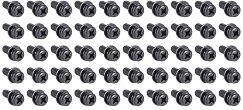 TA-VIGOR M4 Phillips Pan Head Bolt with Spring & Plain Washer 12mm 50pc | Carbon Steel Cross Round Head Machine Screws for Heavy-duty Fastening for Wood, Metal, Plastic