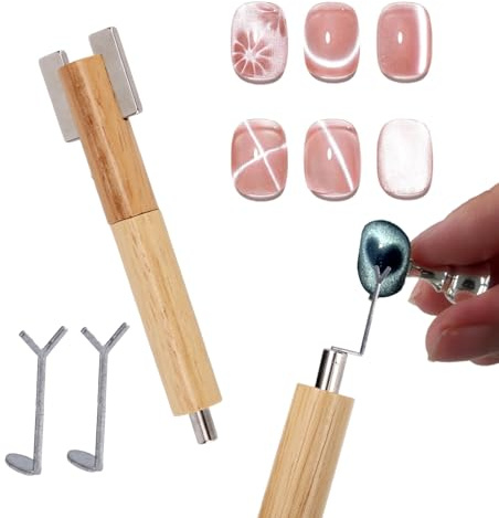3st Hjärta Kattöga Nagel Magnet Set, Inkluderar 1 Nagel Stång & 2 Y-Formade Magnet Verktyg för Kattöga Gellack DIY Manikyr Design Kit