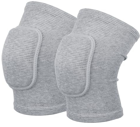 HotoPink Volleyball Knee Pads for Dancers, Soft Breathable Knee Pads, Knee Protector Brace for Volleyball Football Dance Yoga Tennis Running Cycling Workout Climbing Men Women (Gray)