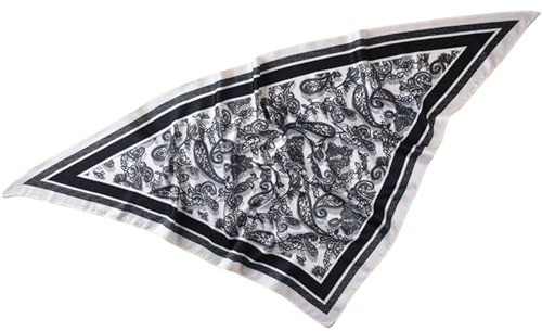 VJHX Paisley Triangle Scarf Head Hair Neck for Women Bag Purse Scarves Fashion Silk Feeling Satin Lady Lightweight Shawls (MF001-3)