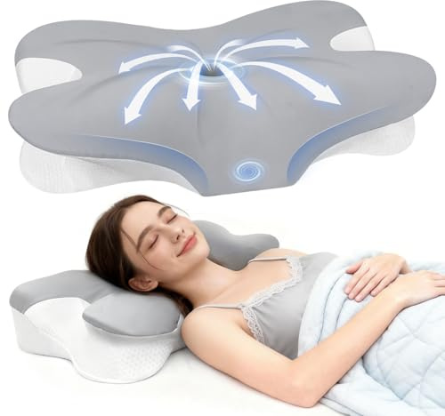 BNXIANG Cervical Neck Pillow for Pain Relief, Ergonomic Contour Memory Foam Pillow with Breathable Pillowcase, Neck Support Pillow for Side, Back, Stomach Sleepers