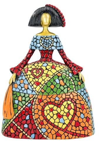 Figura Decorativa Menina Pop Art - Escultura Moderna Multicolor de Resina - Arte Contemporáneo para Hogar y Oficina