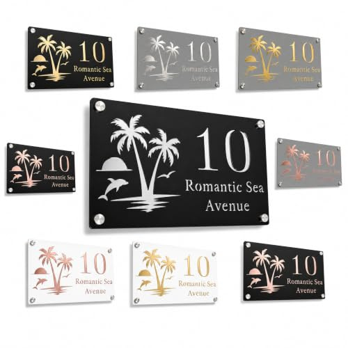 Plaque adresse personnalisée extérieur en acrylique 3D – Numéro de maison et nom de rue gravés au laser – Panneau signalétique moderne étanche pour porte, jardin, entrée