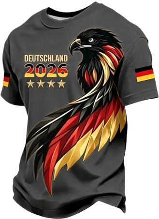 Fotboll t-shirt Tyskland W-M 2026, unisex nationell flagga 3D-tryck tröja, andningsaktiv funktionell skjorta, casual sport topp för stadion party & träning, 9#, S