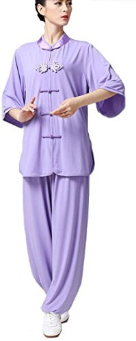 ZooBoo Women's Fashion Chinese Traditional Tai Chi Uniform Kung Fu Clothing (XXL, Purple)