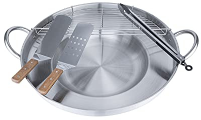ARC Comal Set, 23 NSF Approval Heavy Duty Stainless Steel Concave Comal para Tacos Set,Discada Disc Cooker, Comal Cazo Fryer Cookware, Great Comal para Tortillas Taco Maker,Cooking Disco (575T Set)