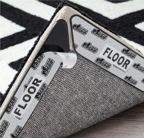 GORILLA GRIP Rug Gripper Pads, Keep Area Rugs Corners from Curling and Bunching, Reusable Dual-Sided Flexible Sticky Pad, Grips Floor Underlayment, Hold Carpet in Place on Hardwood Floors, 8 Pack