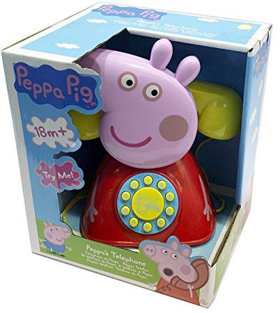 CYPBRANDS Peppa Pig Peppa Pig Spielzeug-Telefon für Kinder, offizielles Peppa Big, Rosa und Rot, Batterien enthalten