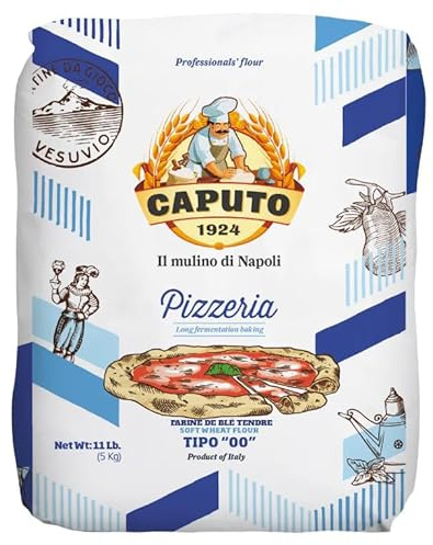 Antimo Caputo Pizzeria Flour Blue, 11 Pound (5Kg) Bag - Italian 00 Flour - Soft Wheat for Pizza Dough - Makes that Perfectly Elastic, Chewy, Crispy Bubble Neapolitan Pizza