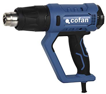 Cofan Pistola de aire caliente 2000 W | LCD digital display |Temperatura regulable 50° hasta 650° | 5 accesorios para decapar, deformar tubos, encoger PVC, etc.