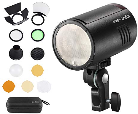 Godox AD100Pro - Flash para fotografía (5800 K, 1/8000s, sincronización TTL/Multi/M, con batería recargable de 2600 mAh, kit de accesorios para flash de bolsillo GODOX AK-R1)