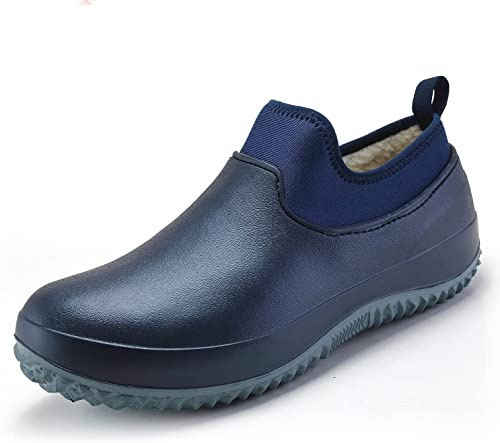 Dzhzuj Zapatos De Trabajo De Invierno Unisex para Chef Impermeables Y Antideslizantes, Zapatos De Trabajo Cómodos Y Seguros para Un Jardín Y Una Cocina Cálidos (Blue,42)