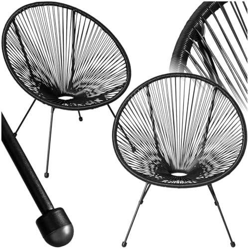 tectake® Lot de 2 Fauteuil de Jardin Acapulco pour Salon de Jardin Exterieur ou Intérieur, Structure en Acier époxy, Mobilier pour Amenagement Balcon Terrasse - Plusieurs Couleurs