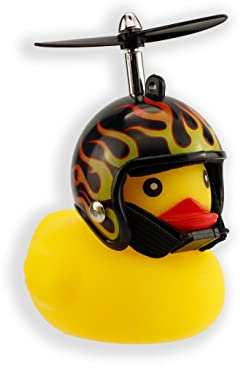 Winkee - Fahrrad Quietscheentchen mit Helm | Die süße Fahrradhupe mit Helm und Propeller | Quietscheente Fahrrad - für Kinder | Ente mit Helm | Rubber Bike Deko