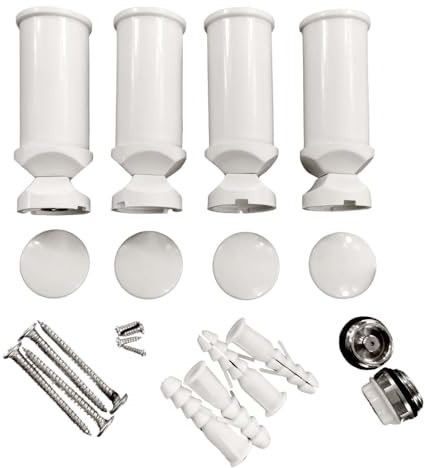 Fixations pour radiateur sèche-Serviette, Support Universel pour seche Serviette, Convient pour Tout radiateur SDB Droit ou courbé… (Blanc) (Blanc) (Blanc)