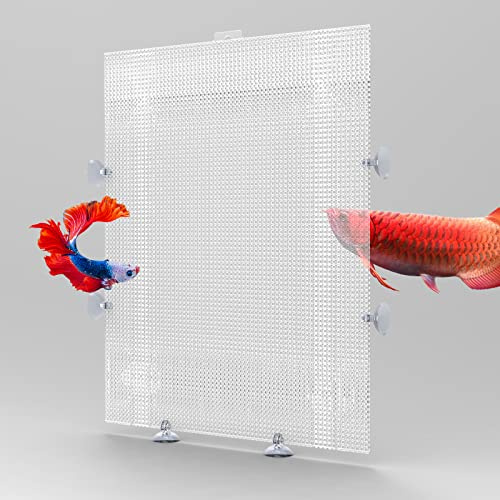 Cuyacili 2 stycken akvarieskiljeväggar för akvarier, plastgaller, platta för akvarium, bottenlåda, akvariedelare, transparent plast, akvariedelare med sugkoppar och tillbehör