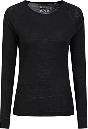 Mountain Warehouse Merino Rundhals Damen Thermo-Oberteil Schwarz Damengröße EU 56