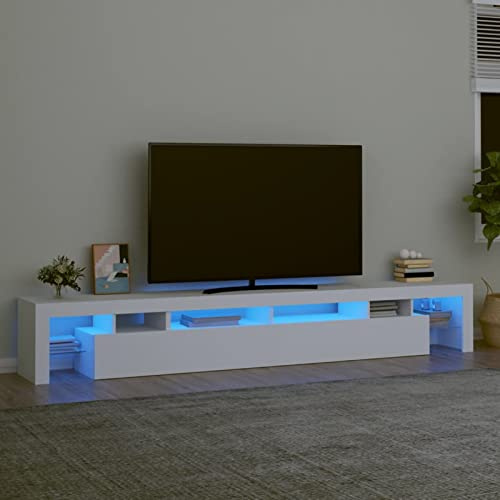 NITCA Mobile Porta TV con Luci LED,Mobiletto TV,Mobile da Salotto,Mobile Porta TV Moderno,Mobile TV Laccato Lucid per Soggiorno, Mobiletto Basso da Salotto, Bianco 260 x 36.5 x 40 cm