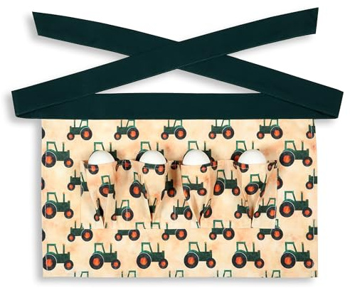Chicken Egg Collecting Apron - Toddlers & Kids Apron, Collects 4 Fresh Eggs, Sturdy Pocket, Barnyard Design