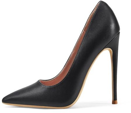 Zhabtuc Femmes Bout Pointu Talon Haut 12cm Parti Stilettos Escarpins Givrés, Noir, 39 EU