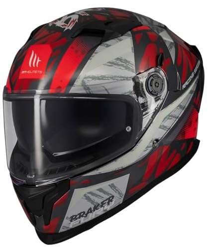 MT Helmets Braker SV Designed Fury C5 Brillo - Casco de Moto Integral con Visor Solar, para Hombre y Mujer, Homologado ECE 22.06 (M)