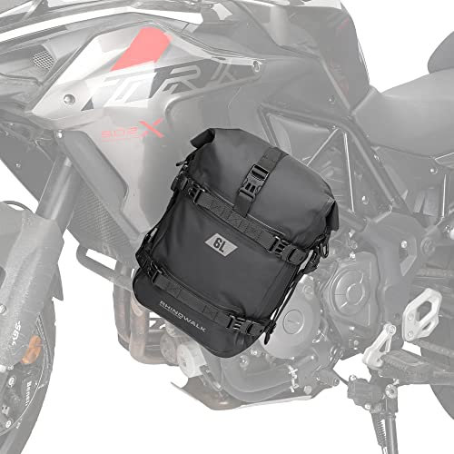 ENJOHOS Sacoche Crash Bar Moto Etanche 6L Sacoche Moto Laterale pour Barre de Protection Sac pour Cadre Pare-Chocs Motos Sacoches Cavalières Porte-Bagages Arrière Motos avec Bandoulière, Noir