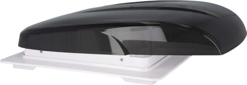 BERGER Dachluke Wohnwagen 40x40 mit 12V Ventilationssystem und Regenschutz | Dachfenster Wohnmobil, geräuscharm und stoßfest | inkl. Beleuchtung & Fernbedienung (schwarz)