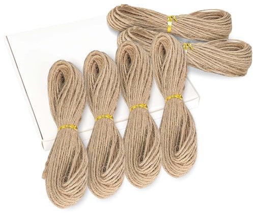 Xcdhemde Jute Schnur 2 mm, 120m Jute Kordel 2mm, Juteschnur Garten Reißfest, Hanfschnur Braun, Jutegarn 2mm | für Kletterpflanzen Dekorative Vasen Basteln Verpacken Fotos [ 6 Bündel x 20M]