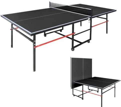 96x48x30 Foldable Ping Pong Table Set for Game Room, Apartment & Office | All-in-One with Net, 2 Paddles, 3 Balls | Compact Storage & Quick Setup，Black