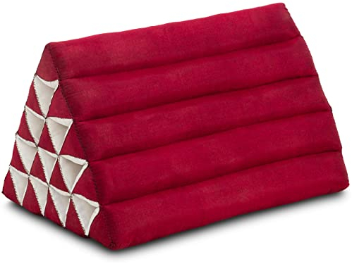 livasia Rückenstützkissen modern einfarbig extrahoch, Dreieckskissen für Garten/Balkon, Keilkissen Kapok, Lagerungskissen für Beine, handgefertigt, Meditationskissen 40x54x36cm (Rot Uni)