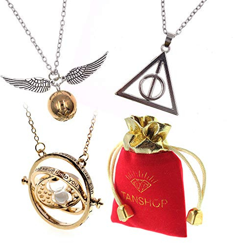 TANSHOP Friendship Halsband set – 3 stycken cosplay hängsmycken halskedjor dödens helgedomar gyllene skatt och roating Time gymnastikhalsband med vit San for Cosplay