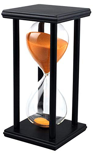 Lodunsyr Sandglass 45 Minutes Timer Hourglass for Ornament Decoration Restaurant Living Room Home Closet Office Desk Bedroom Party Festival Christmas Wooden Frame Sand Timer Clock Orange