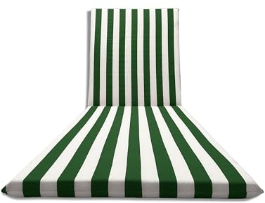 Il Tuo Artigiano Design Strandkudde för solsäng 190 x 60 cm helt hantverk bomullstyg (vit och grön)