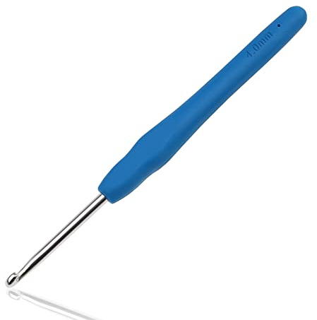 Crochet Hook 4mm for Crochet Knitting, Colourful Ergonomic Soft Grip Needle, Smooth Aluminium Knitting Needle for Yarn Craft, Knitting Tool Suitable for Beginners（4.0mm