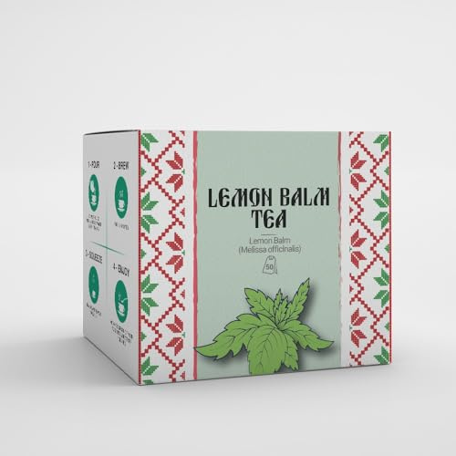 Lemon Balm Tea by Amelia Rose | 100% Natural Bulgarian Herbal Tea | Melissa Officinalis | Calming Relaxation & Sleep Support | 50 Tea Bags – Caffeine-Free Stress Relief Tea