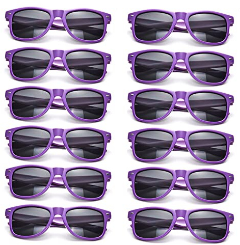 12 Pack Kids Purple Retro Sunglasses Cute Classic Glasses Boy Girl Party Favors Outdoor Costume Accessories