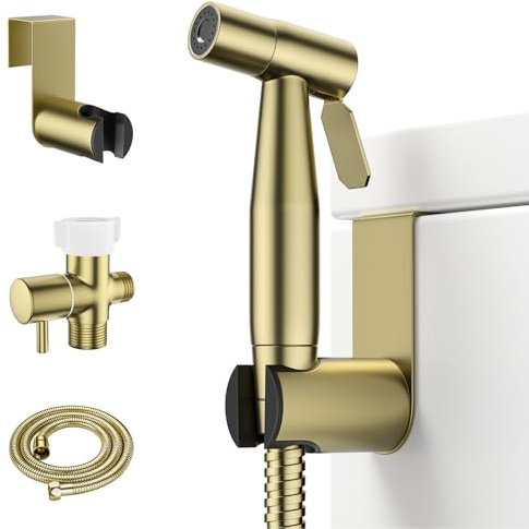 Arofa Gold Handheld Bidet Sprayer for Toilet - Stainless Steel Cloth Diaper Jet Spray, Adjustable Water Pressure Control with Bidet Spray Hoses, Bidet Toilet Sprayer for Baby/Feminine Wash