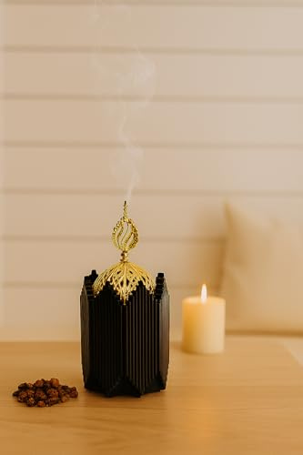 Set di bruciatore di incenso di alta qualità con bruciatori Bakhoor, realizzato a mano, in legno, decorazione per la casa per bruciare tutti i tipi di casa JR23080 (incenso/carbone) JR23081 (nero)